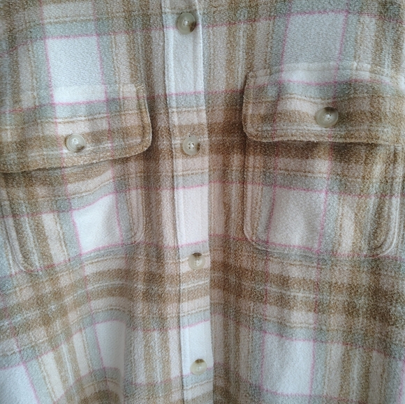 New! American Eagle Oversized Plaid Shacket XL – Cozy Classic Fleece - Picture 8 of 12